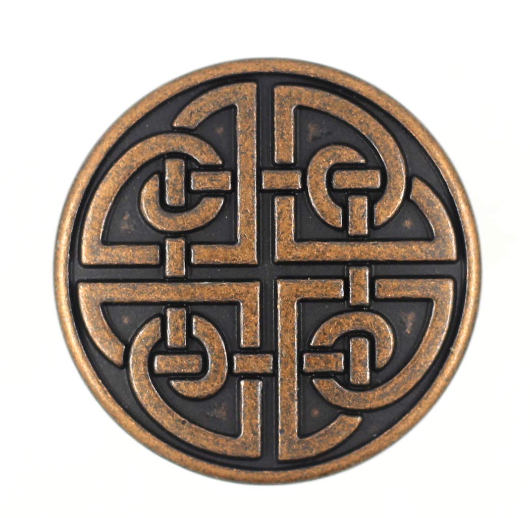 Bezelry 10 Pieces Celtic Shield Knot Metal Shank Buttons. 25mm (1 inch) (Antique Copper)