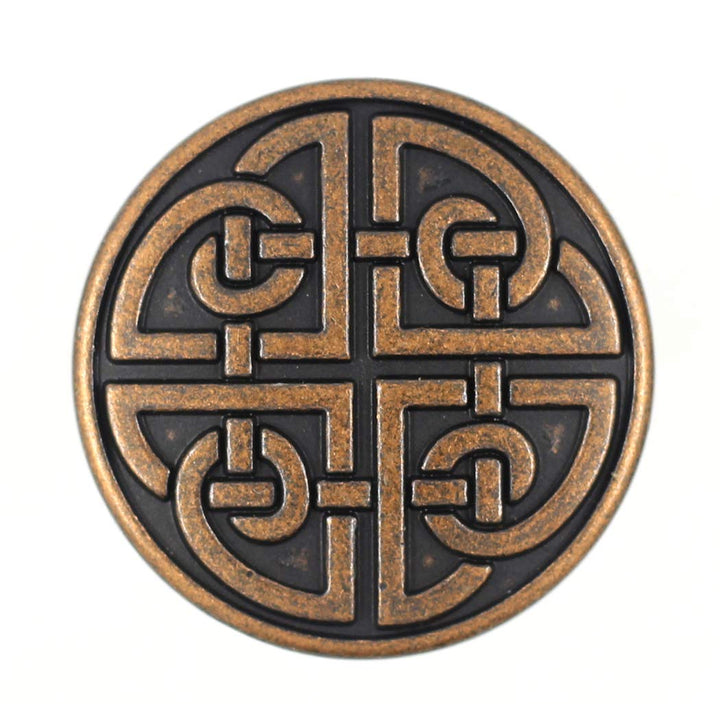 Bezelry 10 Pieces Celtic Shield Knot Metal Shank Buttons. 25mm (1 inch) (Antique Copper)