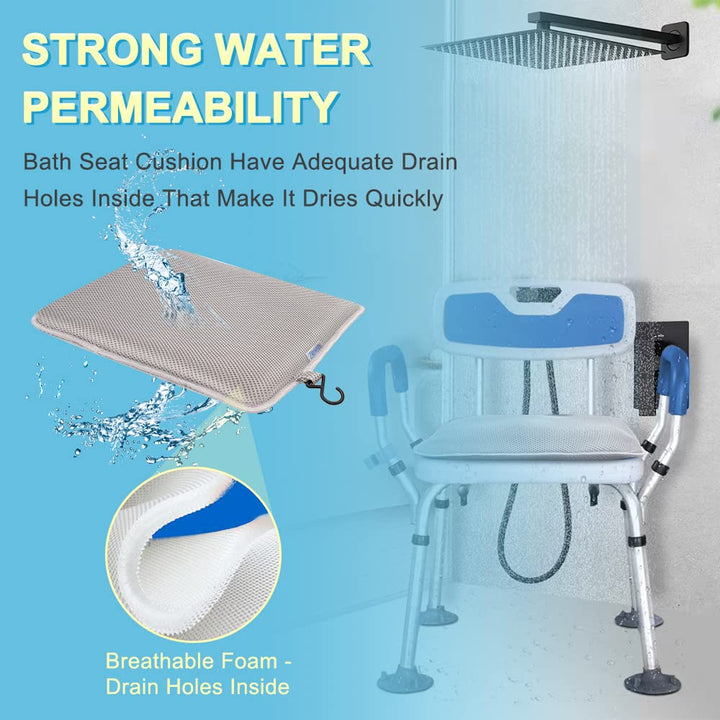 Shower Bench Seat Bathtub Cushion Shower Chair for Elderly Seniors Bath Cushion Shower Seats Transfer Bench Handicap Tub Benches for Bathtubs Disabled Shower Chairs Pillow Padded Bath Stools Seat Mat