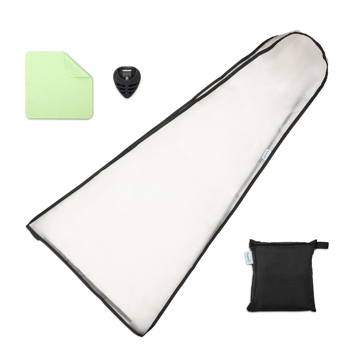 Guitar Dust Cover - 47 Inch Clear Protector - with Pouch, Cleaning Cloth and Pick Holder