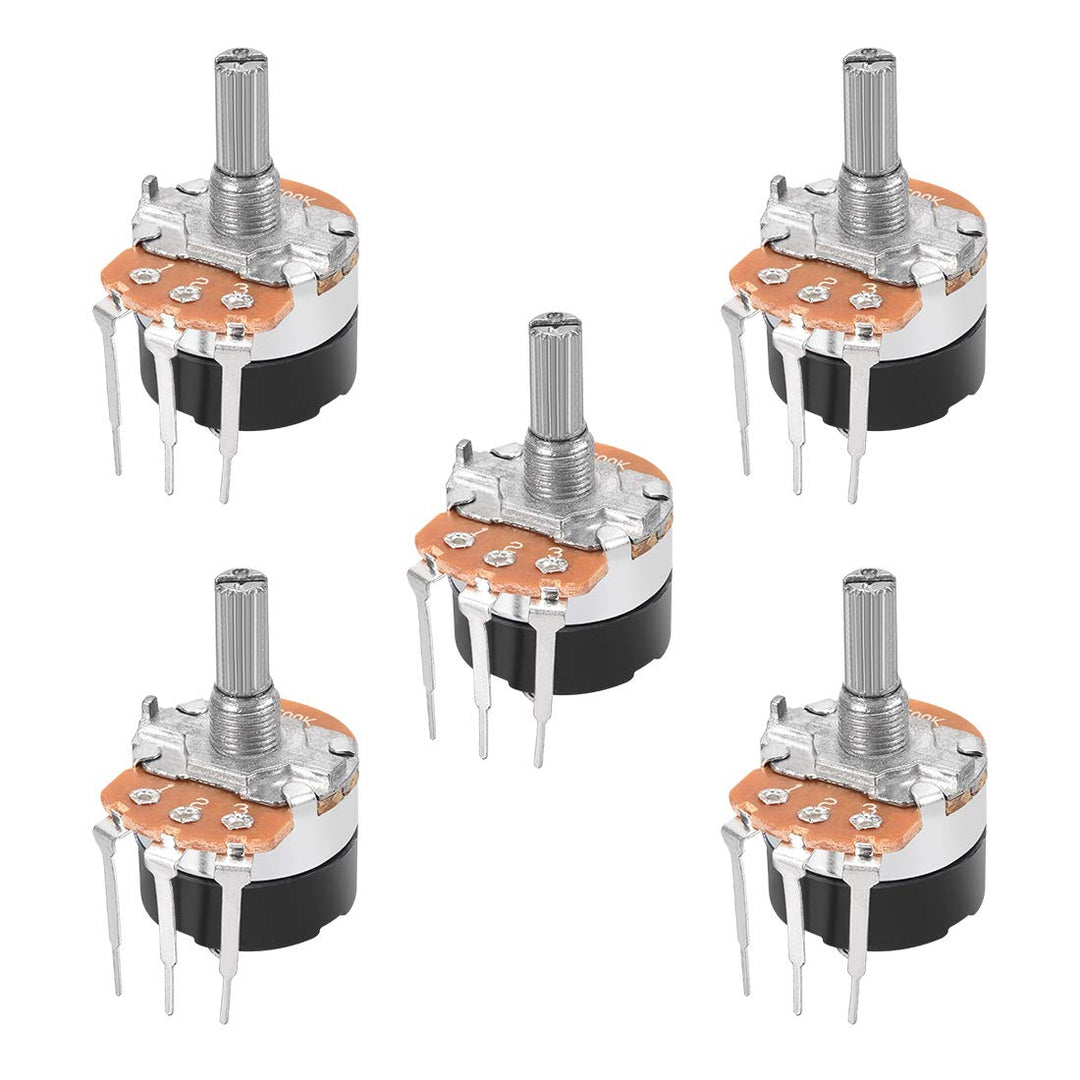 WH138 Potentiometer with Switch B500K Ohm Variable Resistors Single Turn Rotary Carbon Film Taper 5pcs
