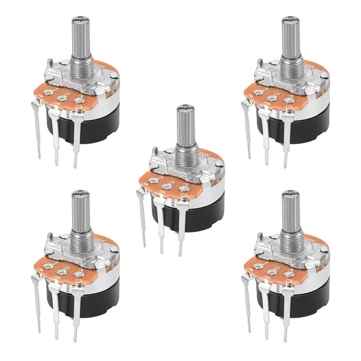 WH138 Potentiometer with Switch B500K Ohm Variable Resistors Single Turn Rotary Carbon Film Taper 5pcs