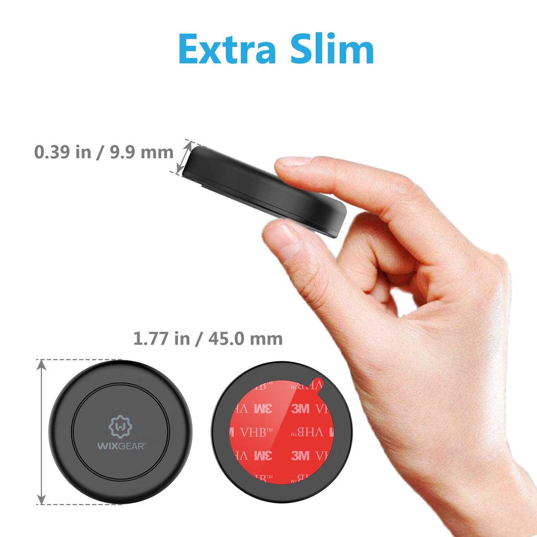 Universal Flat Stick On Dashboard Magnetic Car Mount Holder for Cell Phones and Mini Tablets with Fast Swift-Snap Technology - Extra Slim
