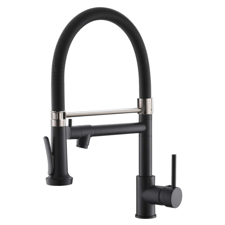 Pull Down Kitchen Faucet with Sprayer, Commercial Black Spring Kitchen Sink Faucet with Brushed Nickel