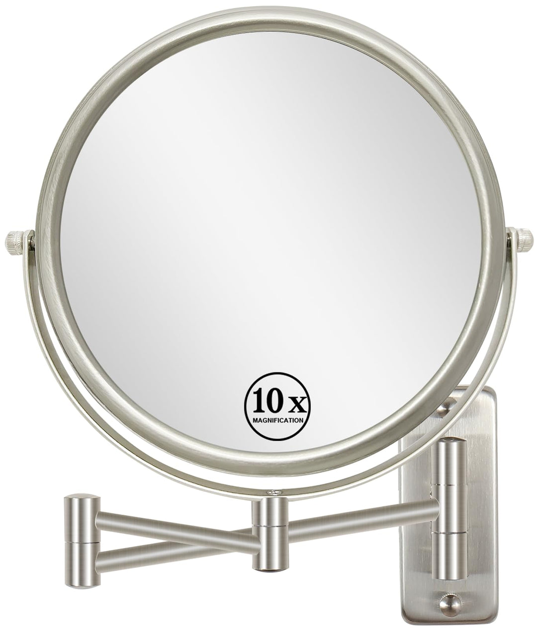 8 Wall Mounted Makeup Mirror 1X/ 10x Magnifying Mirror Double Sided Vanity Makeup Mirror for Bathroom Nickel Brush Finish