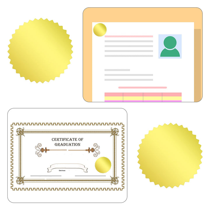 Certificate Wafer Embossing Seal Stickers Labels Stickers with Serrated Edge for Envelopes Business School, 2 Inch Round