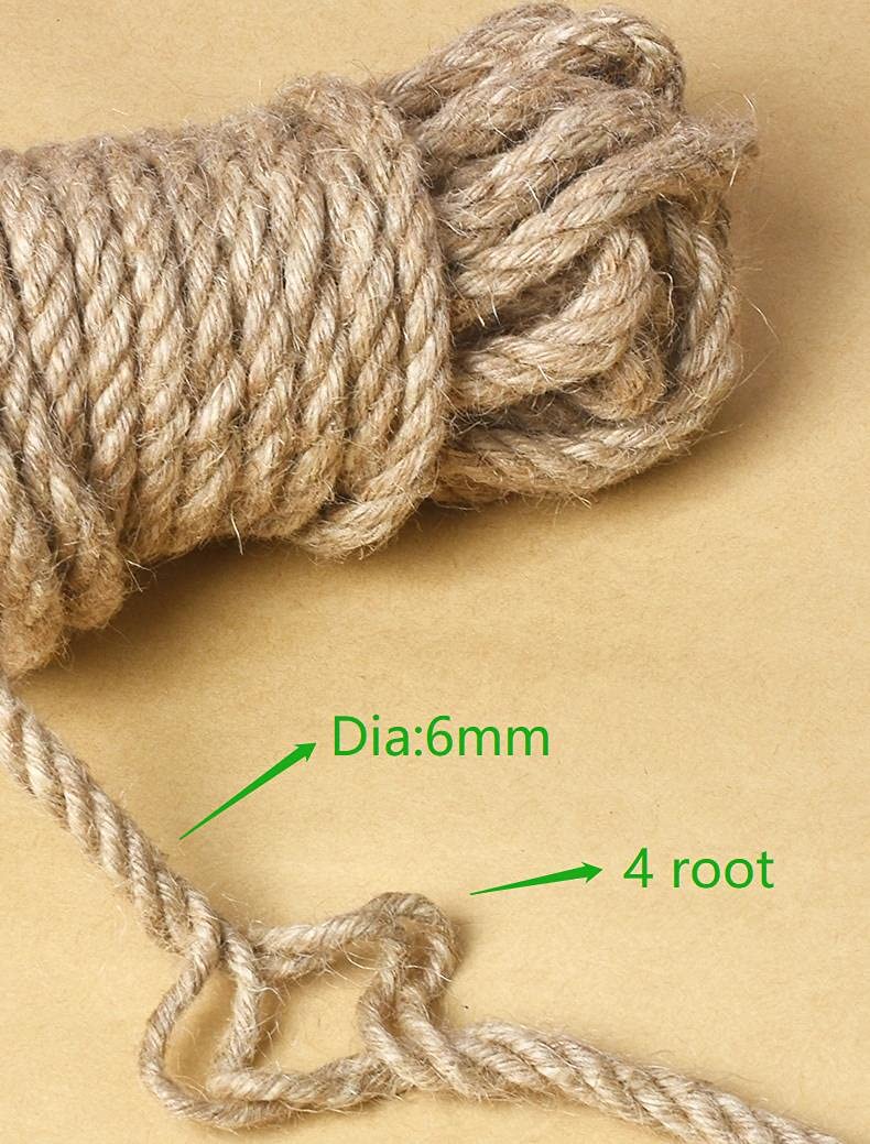 Nature Hemp Rope,1/4inch Heavy Duty Jute Twine for Cat Tree and Tower, DIY Scratcher Scratching Post Replacement, Pad, Crafts Gardening Hammock Home Decorating(33FT)