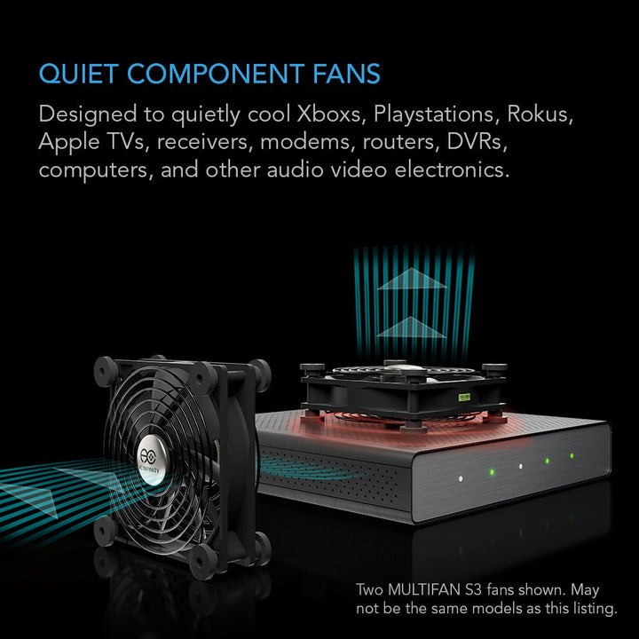 MULTIFAN S7-P, Quiet Dual 120mm AC-Powered Fan with Speed Control, UL-Certified for Receiver DVR PlayStation Xbox Component Cooling