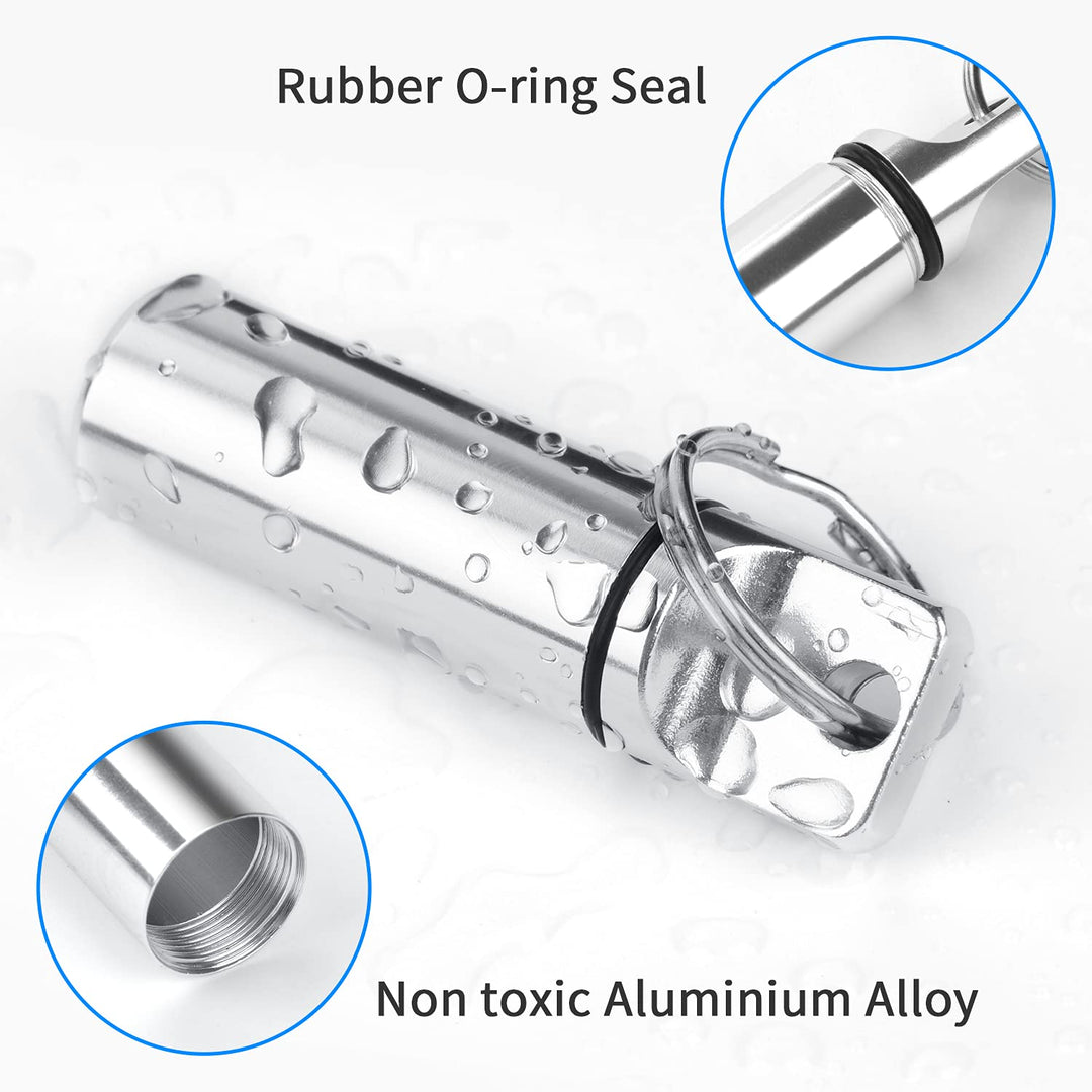 Small Portable Pill Box Keychain (3 Pack), Aluminium Alloy Mini Pill Organizer Case Container for Purse,Waterproof Metal Pill Holder Medicine Bottle for Outdoor Camping Travel(Black+Silver+Red)