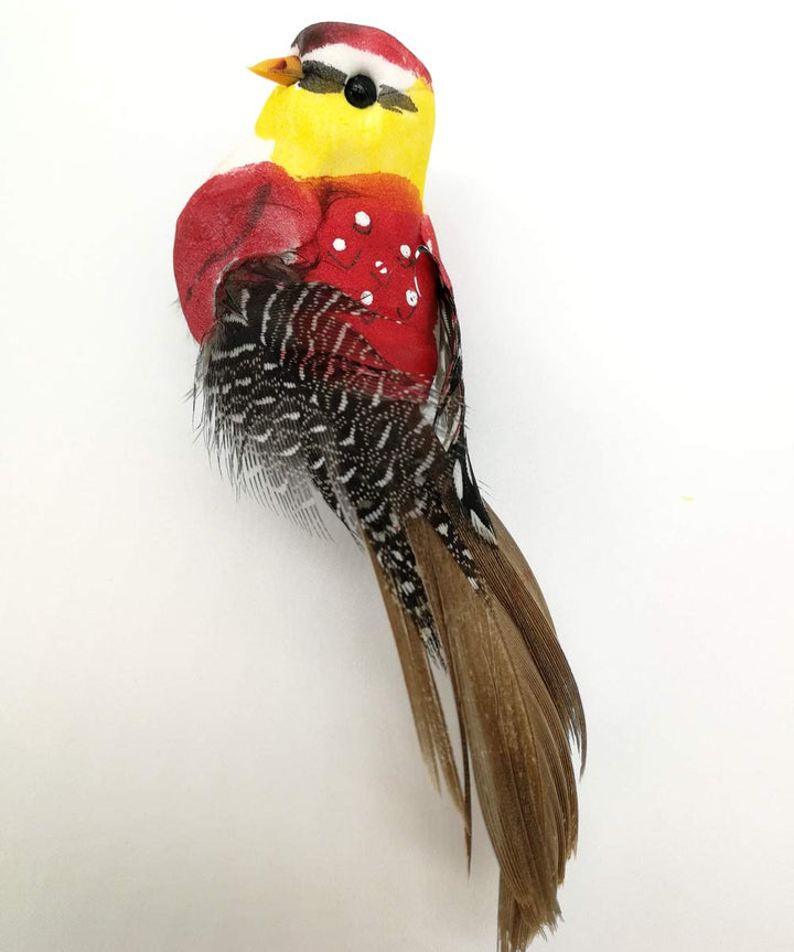 6pcs 4.3 Artificial Simulation Foam Birds Clip on Sparrow Spotted Feather Bird Ornaments for Craft Christmas Decoration Home Garden Party Accessories