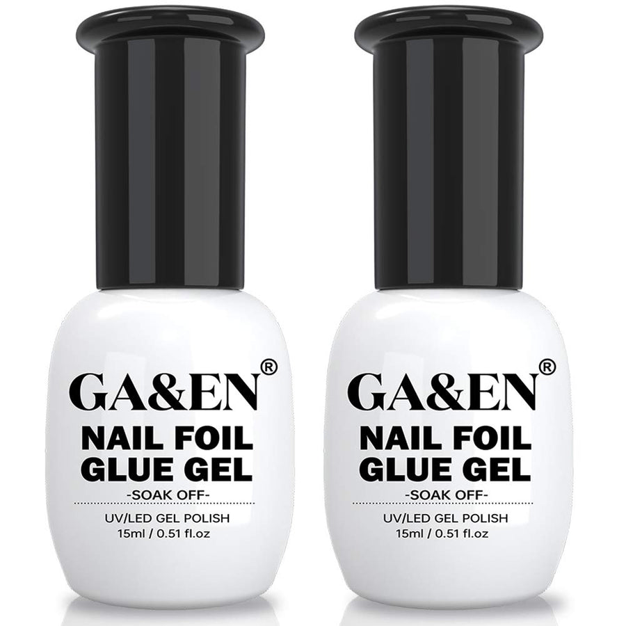 Nail Foil Glue Gel for Foil Art Stickers Strong Adhesion Nail Complete Transfer Available 15mlx2 Bottles Soak Off LED LAMP Required Tips Manicure DIY with Gift Box