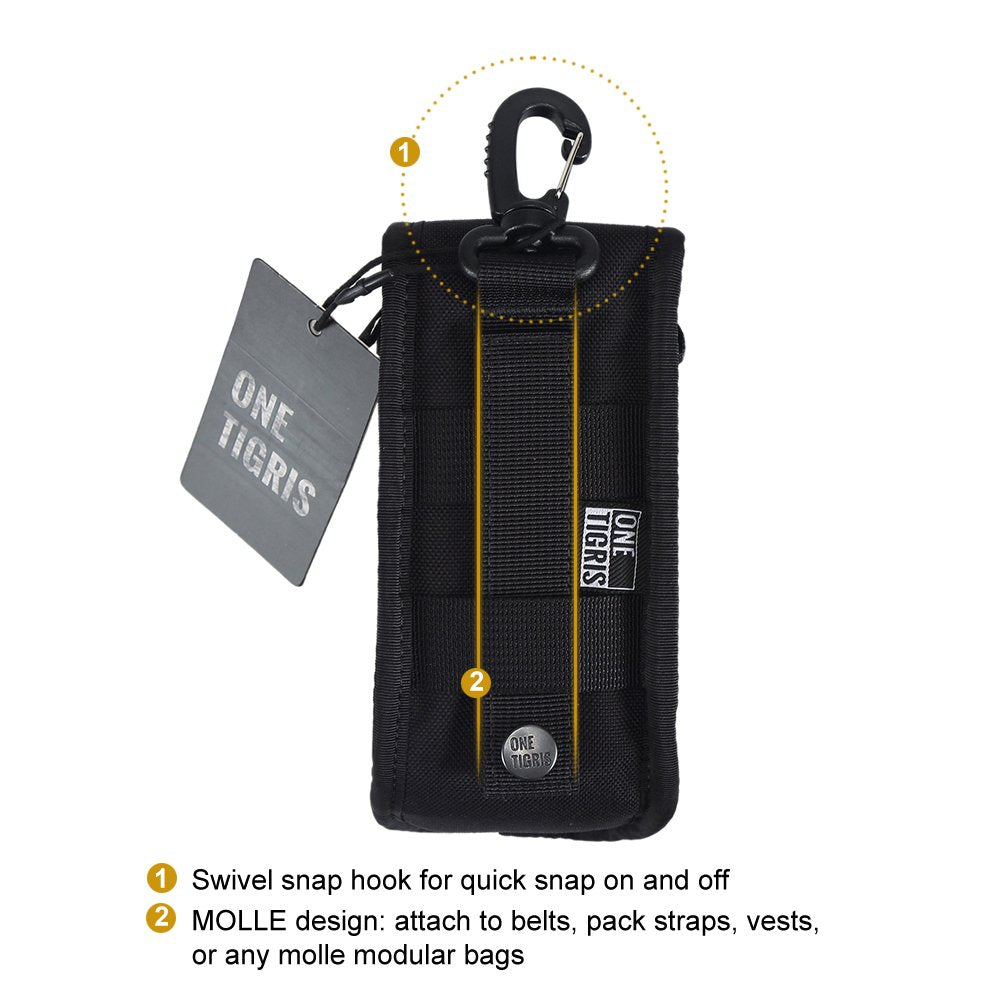 MOLLE Eyeglasses Case with Buckle Hard Shell Sunglasses Storage Box 1000D Nylon (Black)