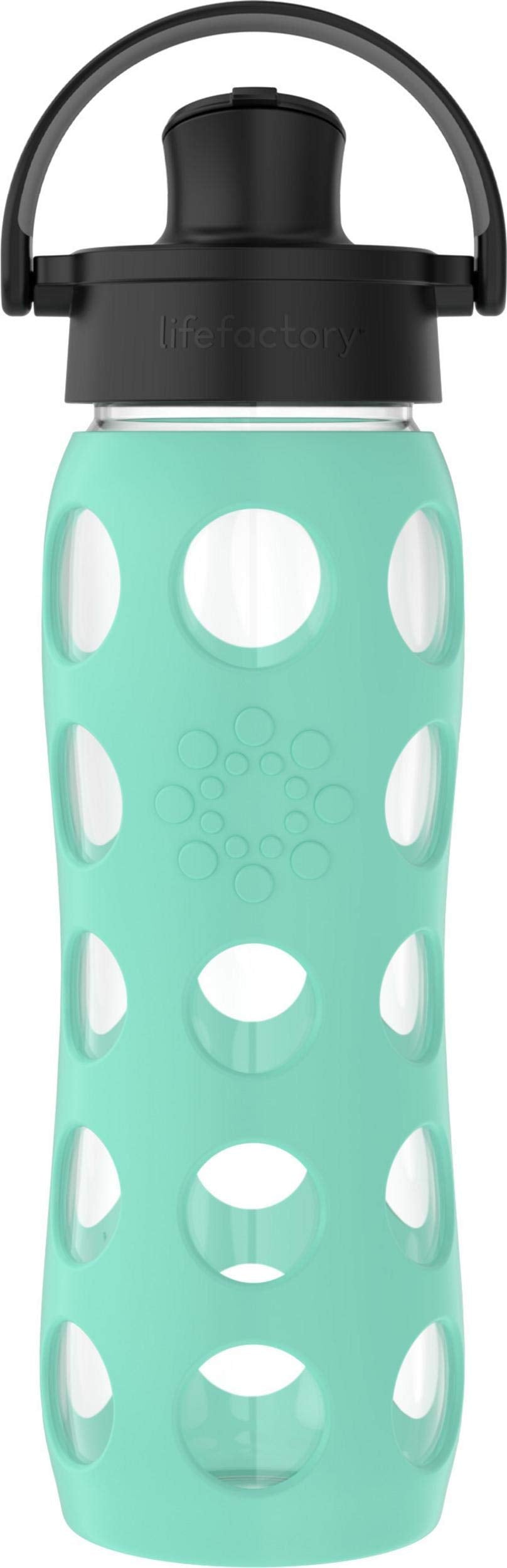 22-Ounce Glass Water Bottle with Active Flip Cap and Protective Silicone Sleeve, Sea Green