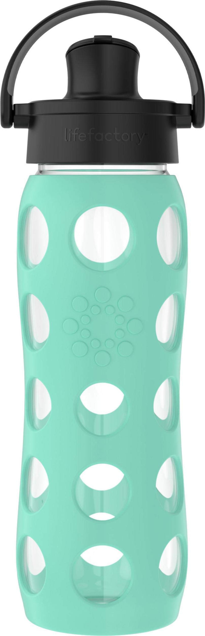 22-Ounce Glass Water Bottle with Active Flip Cap and Protective Silicone Sleeve, Sea Green