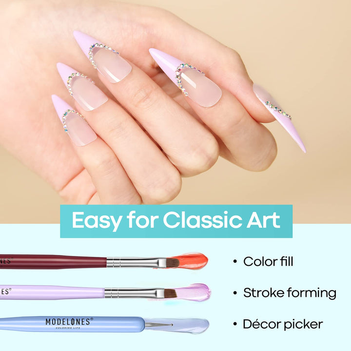 Modelones Nail Art Brushes Set, Nail Art Design Pen Painting Tools with Nail Extension Gel Brush, Nail Art Liner Brush and Nail Dotting Pen for Gel Polish Manicure Salon DIY at Home