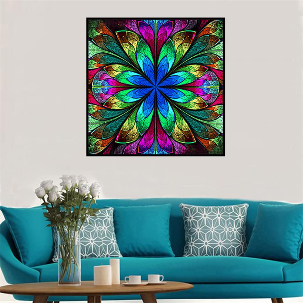 5D Mandala Diamond Painting Kits for Adults, DIY Diamond Art Full Drill Cross Stitch Embroidery Crafts for Home Decor (14 x 14 in) (Green) (PTM)