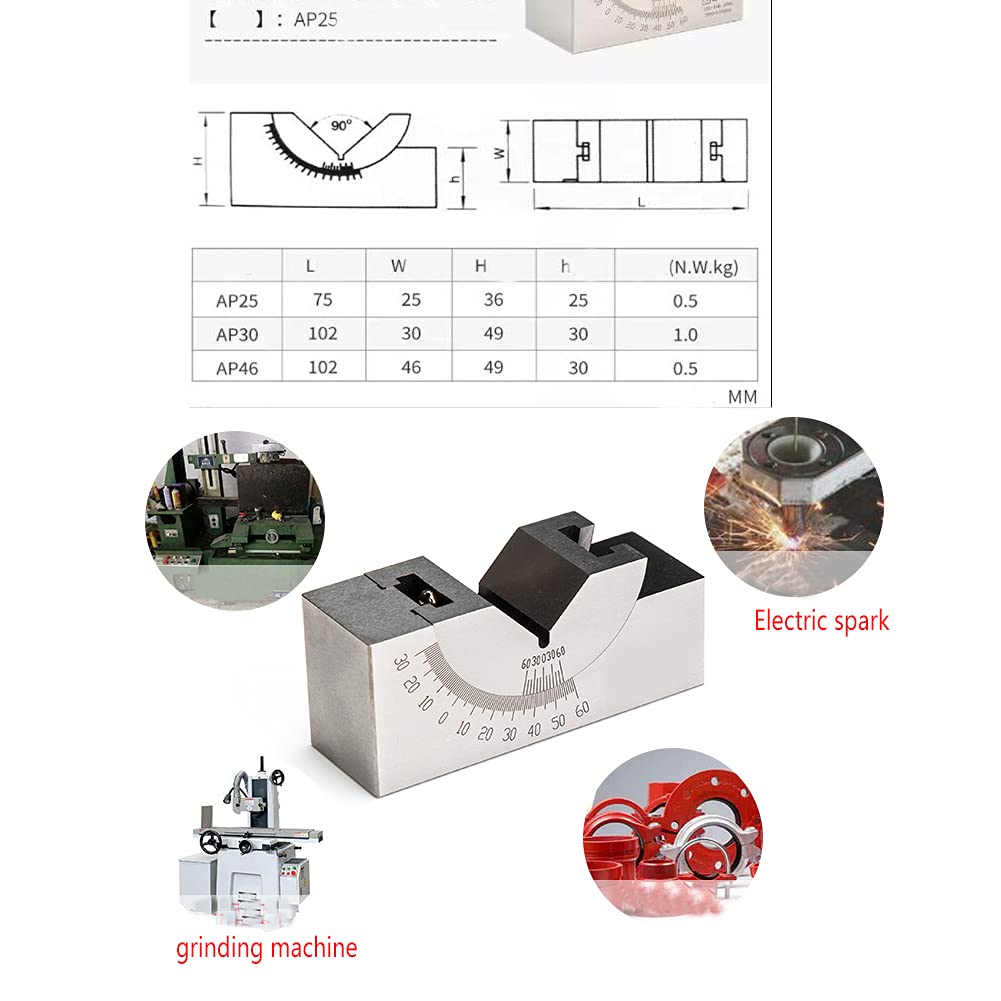 AP25 Adjustable Micro Angle Gauge High Precision Angle V Block 0-60° for Milling Lathe Machinist Tools