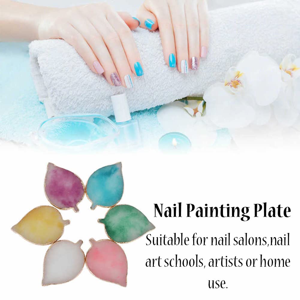 1 Pack Nail Leaves Palette Resin Agate Gold Trim Paint Palette Crystal Rim Shooting Prop Nail Display Board Tool (Green)