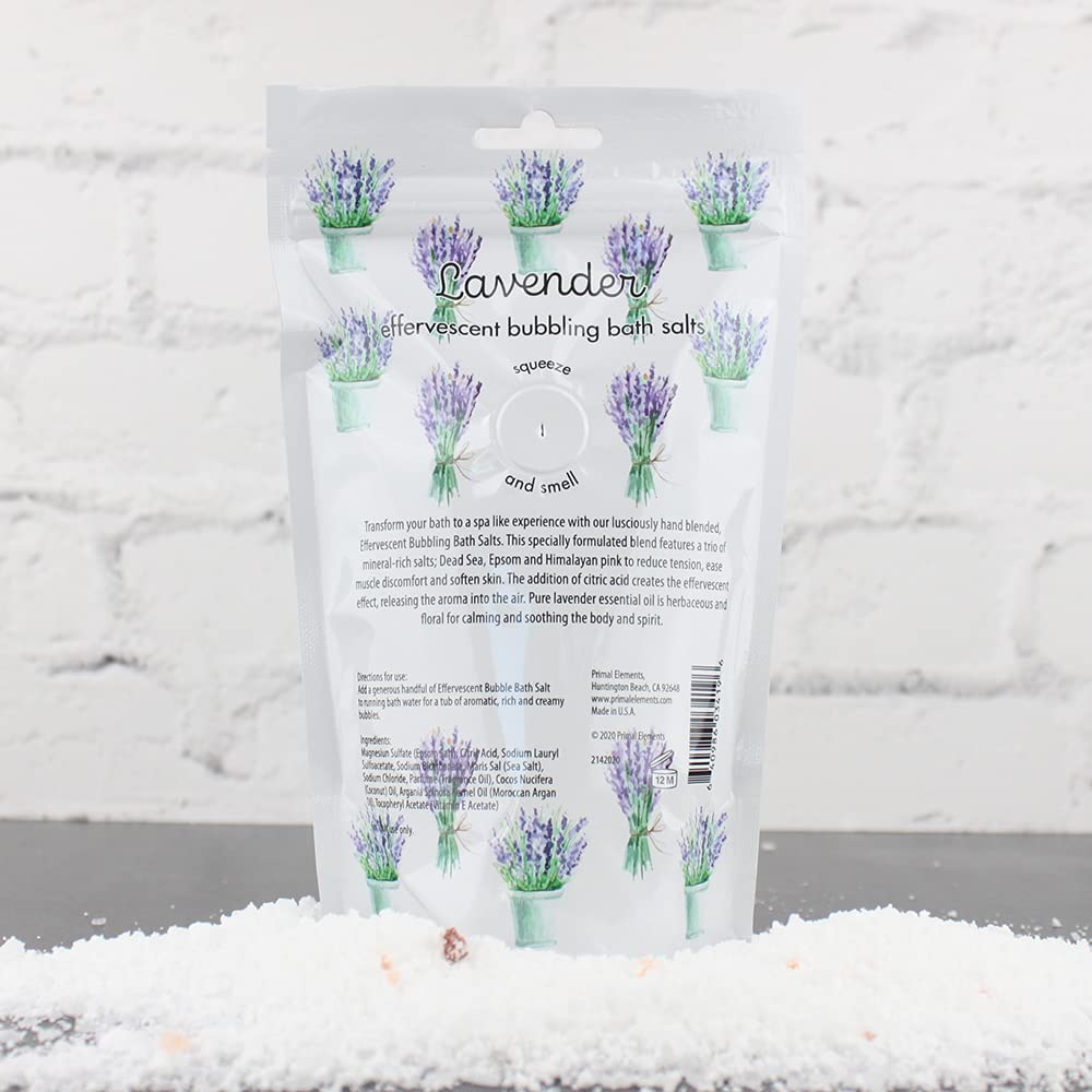 Detoxifying Sea Salt Soak, Bubbling Aromatherapy Salts with Essential Oils, Lavender, 12 oz Resealable Bag