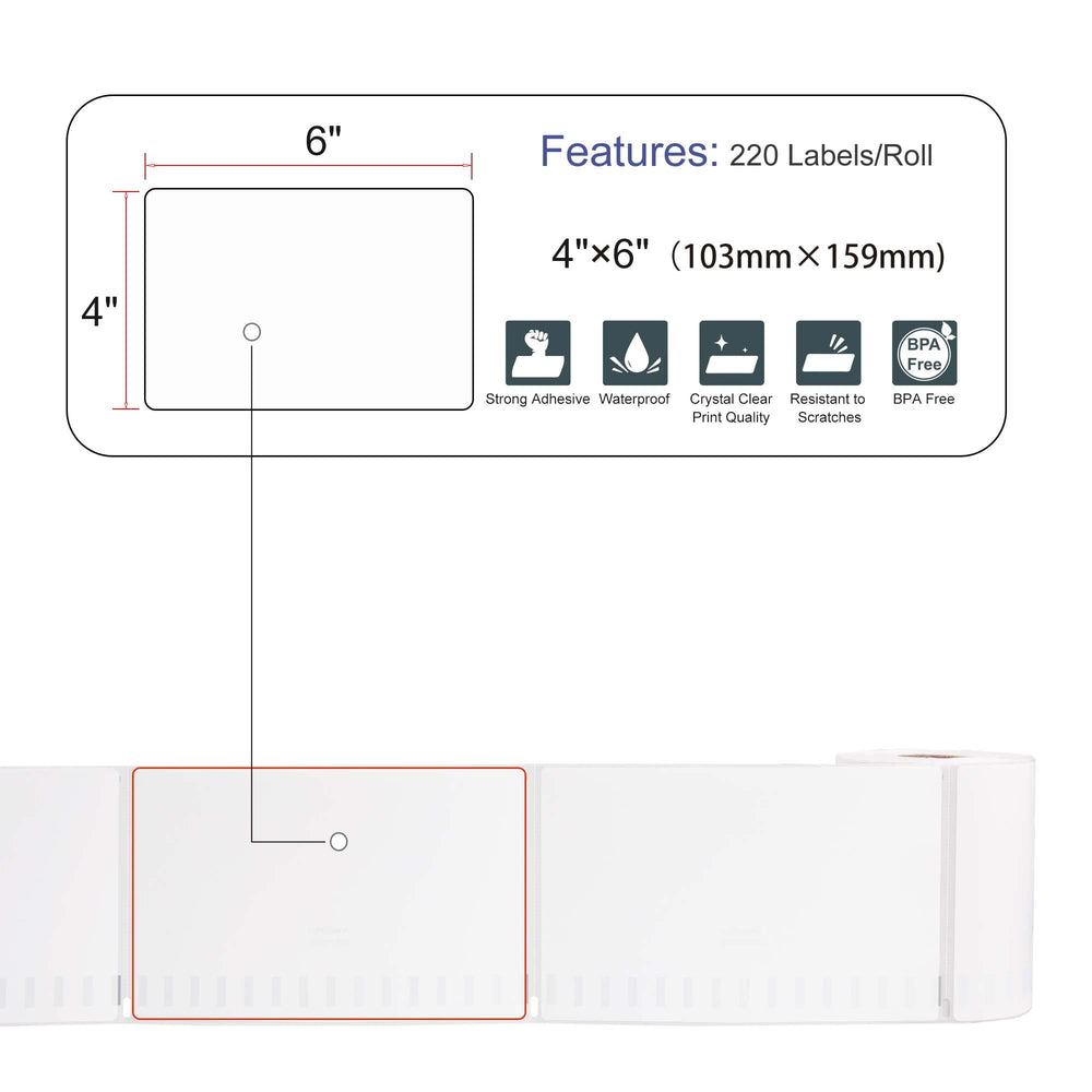15 Rolls Compatible with Dymo 1744907 Internet Postage Labels 4 x 6 Shipping Labels Compatible with Rollo, DYMO 4XL & Zebra Desktop Printers (220 Labels Per Roll)