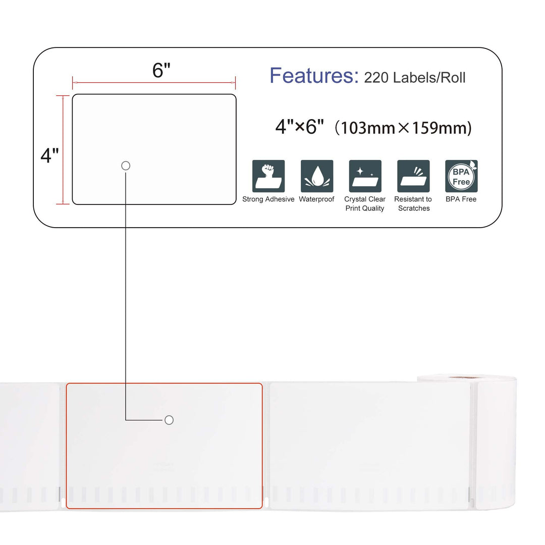 15 Rolls Compatible with Dymo 1744907 Internet Postage Labels 4 x 6 Shipping Labels Compatible with Rollo, DYMO 4XL & Zebra Desktop Printers (220 Labels Per Roll)