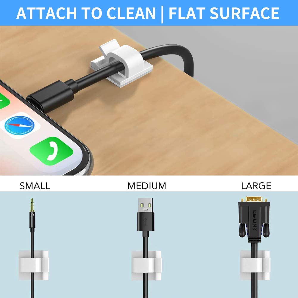 50pcs Upgraded Cable Clips with Strong Adhesive Tapes,Wire Clips,Cord Organizer,Wire Organizer,Cord Holder,Wire Management