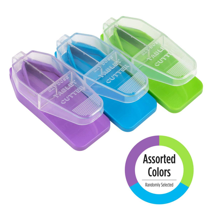 Pill Cutter and Splitter, Cuts Pills, Vitamins, Tablets, Stainless Steel Blade, Travel Sized, Safely Cut Pills and Vitamins, Easy to Use, Color May Vary, BPA Free