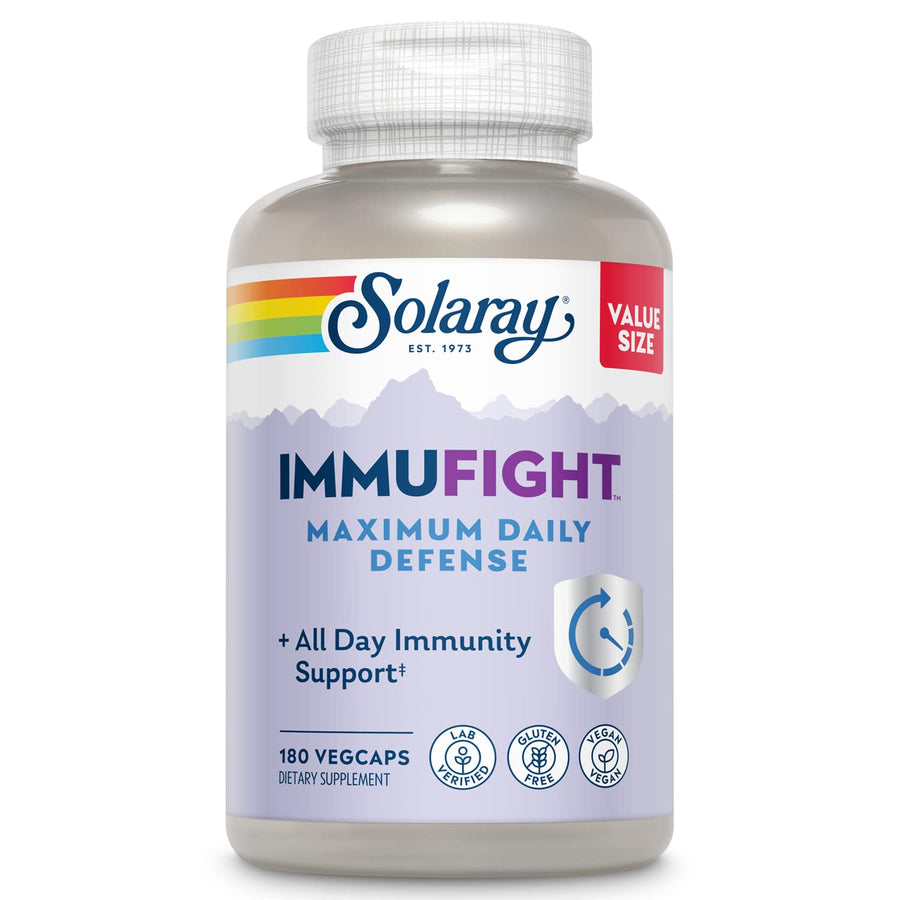 Immufight Maximum Daily Defense, All Day Immune Support, Vitamin C, Vitamin D, Zinc, Probiotics, Monolaurin, Acerola & More, Vegan & Gluten Free, 60 Day Guarantee (180 CT, 60 Serv)
