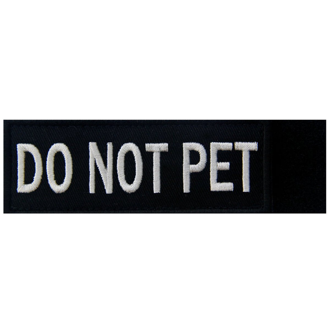 Do Not Pet Service Animal Vests/Harnesses Emblem Embroidered Fastener Hook & Loop Patch, 4 X 1.5 Inch
