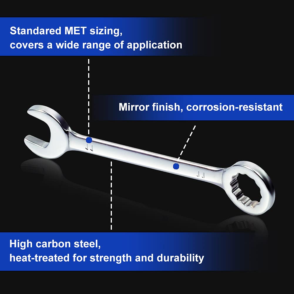 Mini Wrench Set Metric 10 Pcs Ignition Wrench Sets 4mm-11mm Open End and Box End Combination Spanner Wrench Set with Storage Pouches and Key Chains for Assembling Furniture Small Equipment