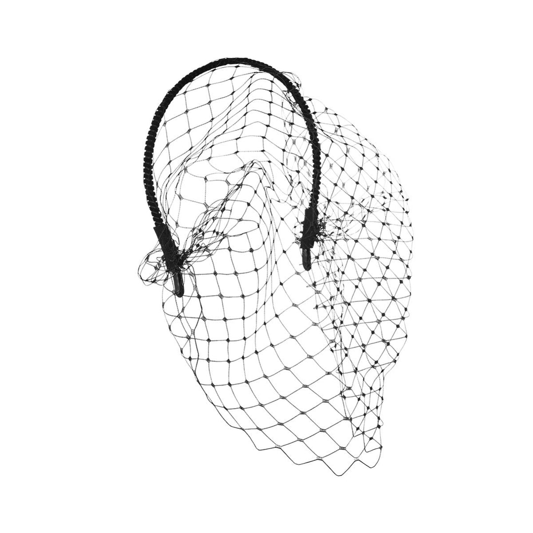 Veil Fascinator Hat for Women Headband with Black Veil Hair Hoop Headband Simple Elegant Mesh Headdress Halloween Headband for Women