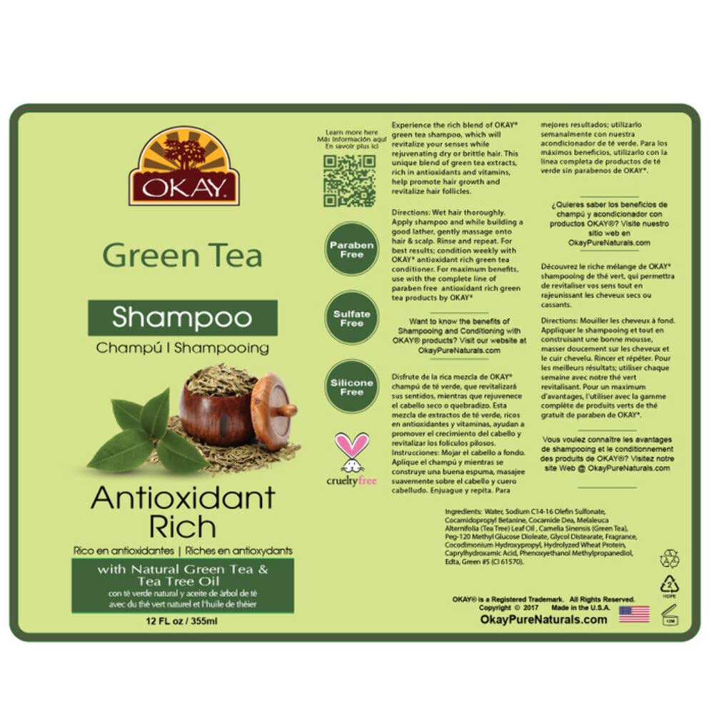 Green Tea Nourishing Antioxidant Rich Shampoo, 12 Ounce