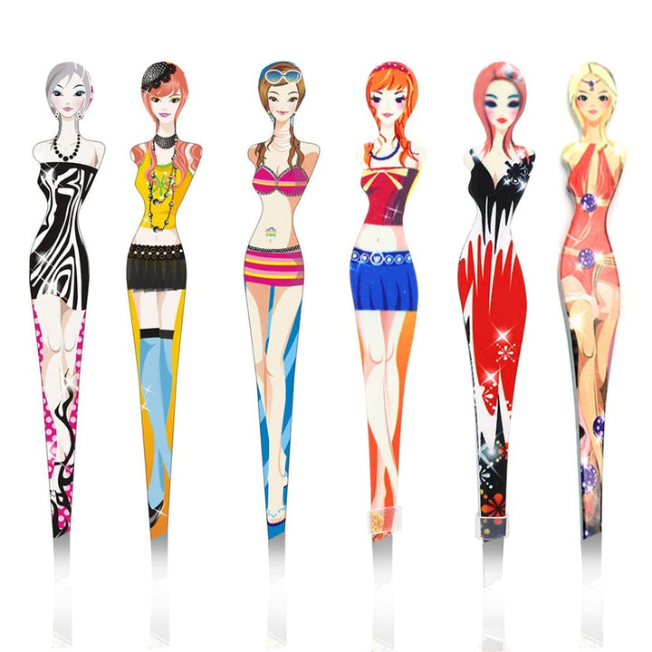 Professional Slant tip Eyebrow Tweezers beauty cosmetic makeup clip 6 pcs (Bikini)