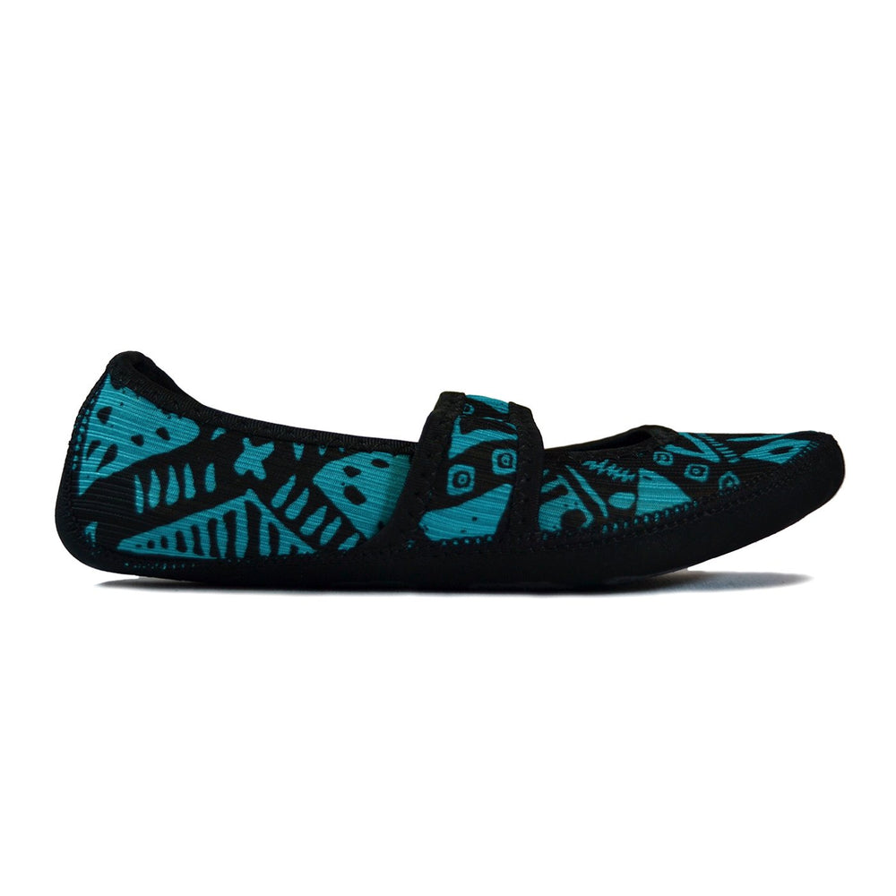 Mary Jane Flat, Blue Aztec, Medium