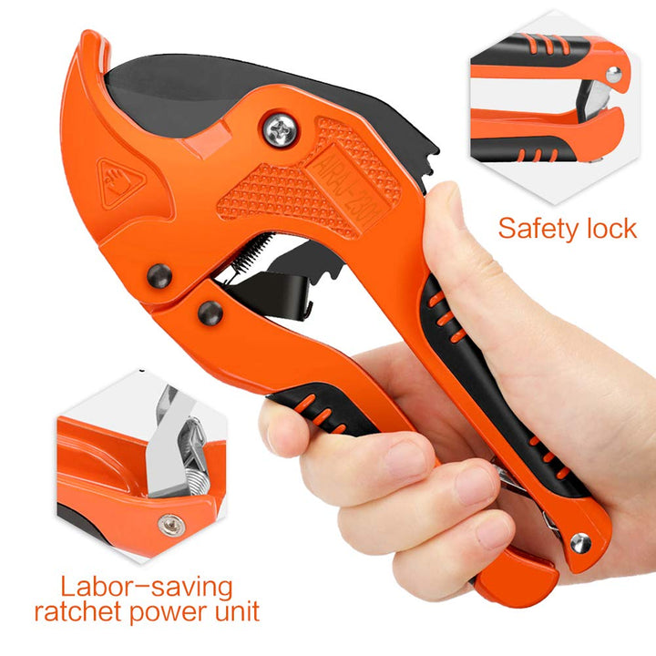 - PVC Pipe Cutter | Cuts up to 1-5/8 (1.6'') | Ratcheting PVC Cutter Tool | PEX Pipe Cutter | V Shaped SK5 Steel Blade | For cutting PVCCPVCPPPEXPE Plastic Pipes