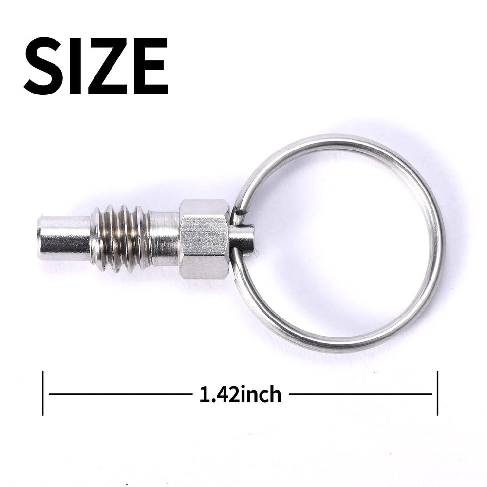 2 Packs Spring Plunger with Pull Ring, 1/4- 20 Thread Size, 0.31 Thread Length, Stainless Steel Non-Locking Type Stubby Hand-Retractable Spring Plunger Index Plunger