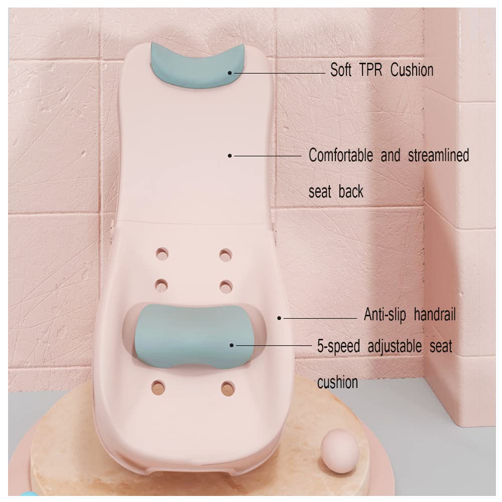 Adjustable Children's Shampoo Chair is Suitable for 3-10 Years Old Bath seat Bathtub Household Foldable Moisture-Proof Clothes Design Pink
