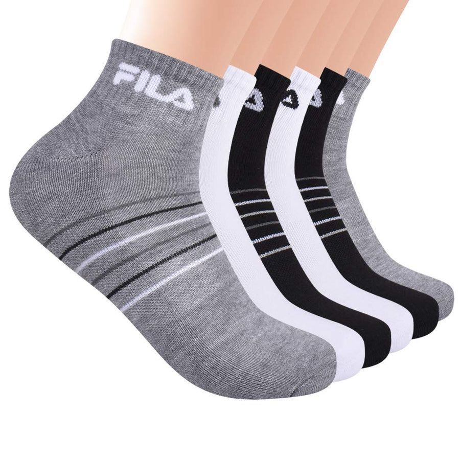 mens Striped Half Cushion Quarter Socks, Multi (6 Pack), One Size US