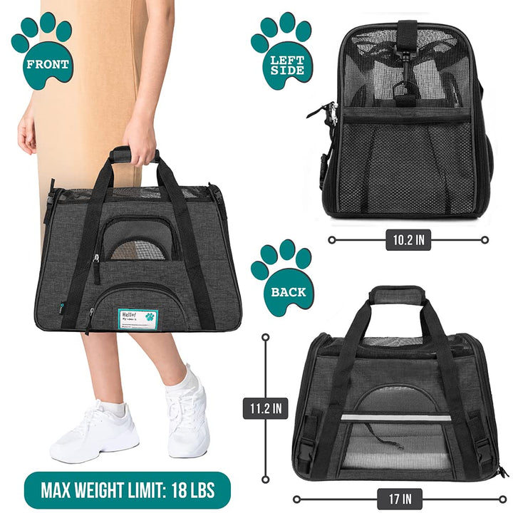 Airline Approved Pet Carrier for Cat, Soft Sided Dog Carrier Small Dog, Cat Travel Supply Accessories Indoor Cat, Ventilated Pet Carrying Bag Medium Large Kitten Puppy, Small Heather Dark Gray
