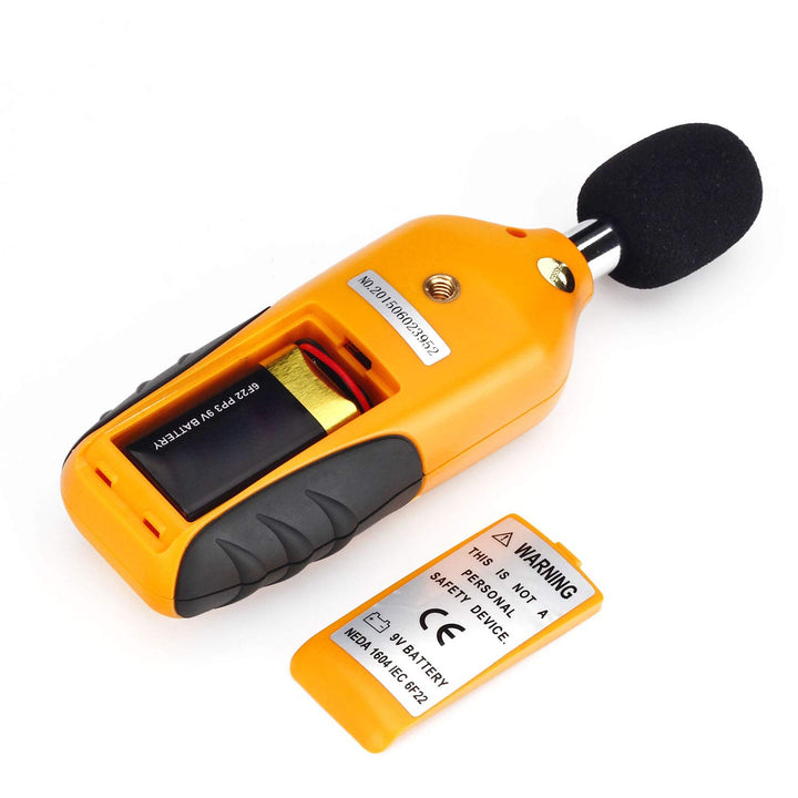 Decibel Meter, ® Digital Sound Level Meter 30 – 130 dB Audio Noise Measure Device Backlight MAX/MIN, Data Hold Auto Power Off Dual Ranges HT-80A