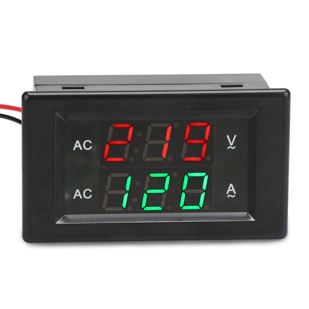 Volt Amp Meter, AC 500V 200A Digital Voltmeter Ammeter Panel, 0.39 Inches LED 2in1 Multimeter, 2-Wire Voltage Amperage Tester Gauge with Current Transformer
