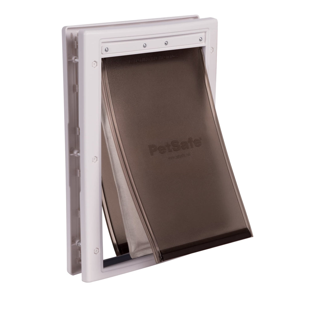 Extreme Weather Dog Door for Exterior Doors - Energy Efficient Door for Cats and Dogs – Insulated Flap System - for Medium Dogs - Plastic Frame