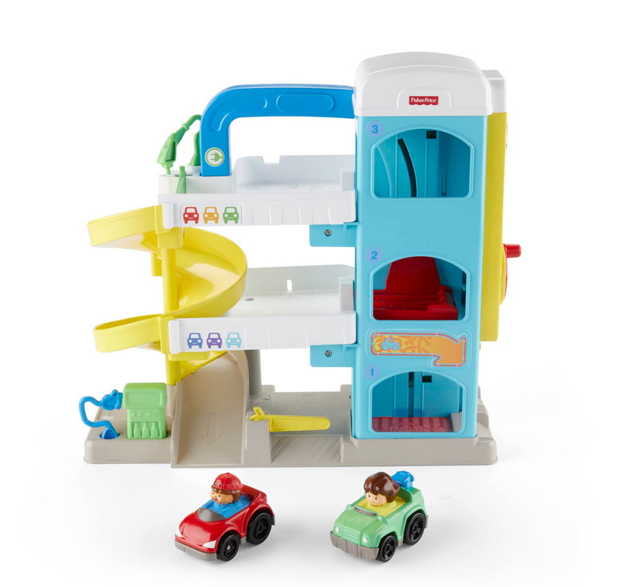 Little People Toddler Toy Helpful Neighbor’s Garage Playset with Spiral Ramp & 2 Cars for Pretend Play Ages 18+ Months
