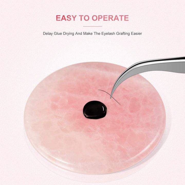1PCS grafted Eyelash Jade Stones Eyelash Extension Glue Pallet Holder Round Pallet pad (Pink)