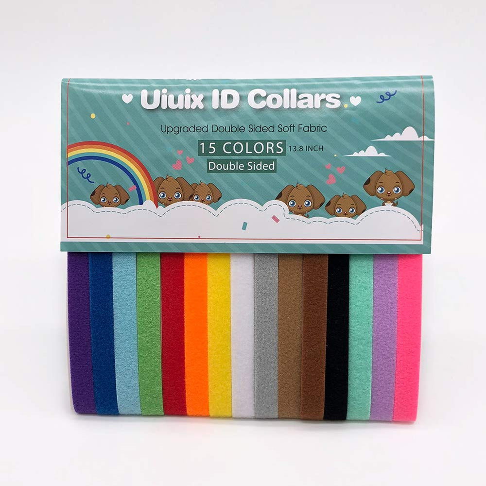 Puppy Whelping Collars, Uiuix 15 Colors Puppy ID Collars, Double-Sided Soft Adjustable ID Bands for Newborn Pet Dog Cat (15 Pcs)