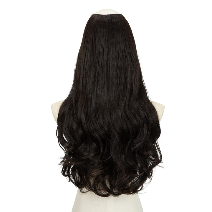 Clip in U Part Hair Extensions Synthetic Long Wavy Curly Thick Full Head Hairpiece for Women Black Brown 24 Inch