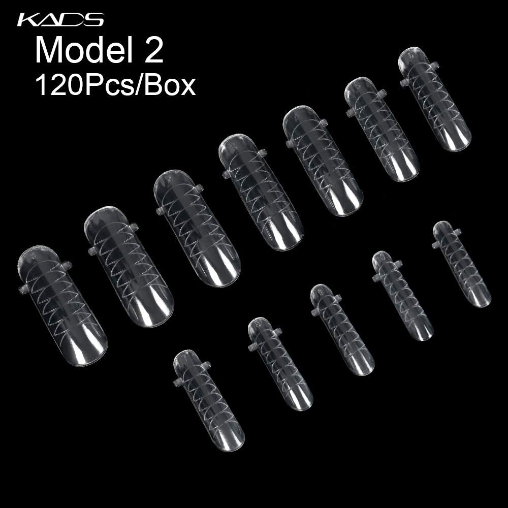120PCS Clear Full Cover Dual Nail System Form UV Gel Acrylic Nail Art Mold Artificial Nail Tips with Scale for Extension (MODEL 2)