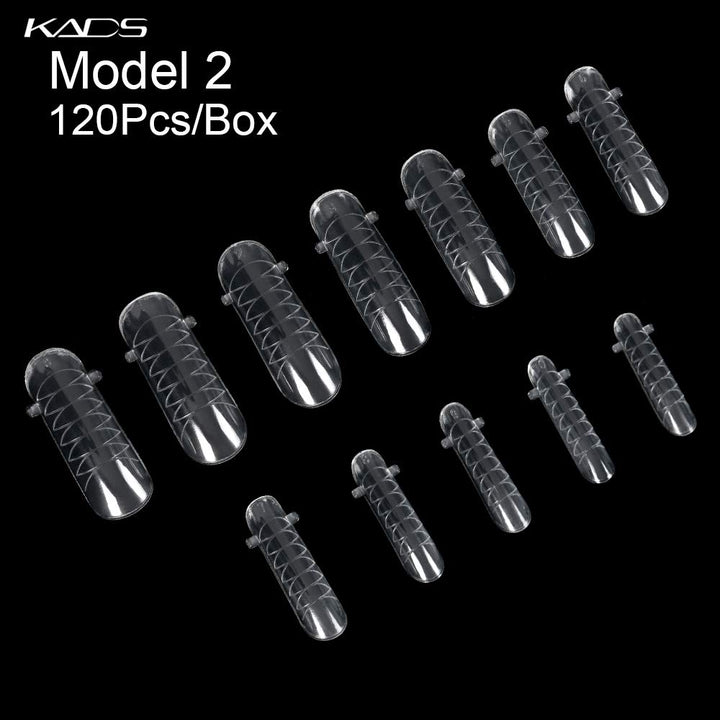 120PCS Clear Full Cover Dual Nail System Form UV Gel Acrylic Nail Art Mold Artificial Nail Tips with Scale for Extension (MODEL 2)