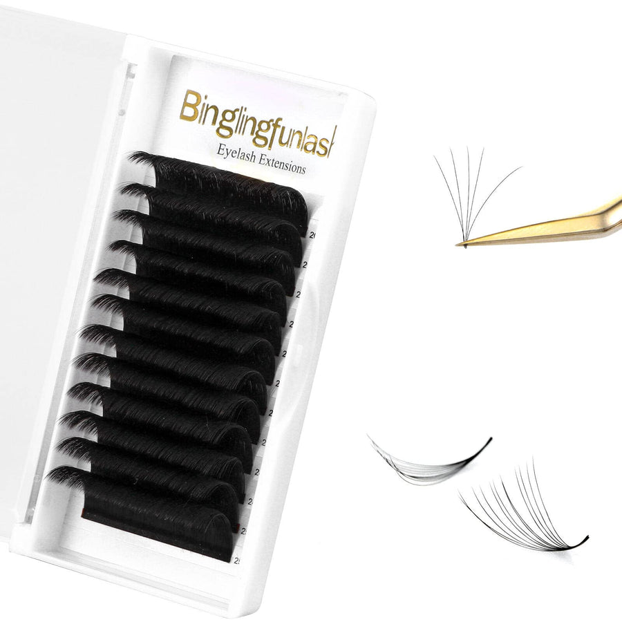 Volume Eyelash Extensions Easy fan Lashes D Curl 0.05mm Rapid Self Blooming Mix 8-14mm Length