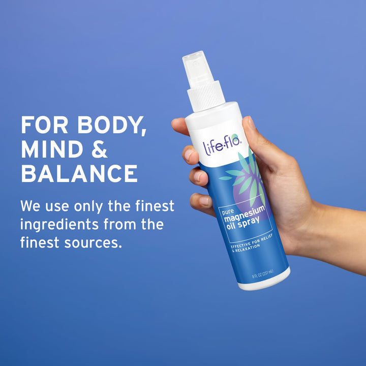 Life-Flo Pure Magnesium Oil for Feet and Body - 100% Pure Magnesium Spray from The Ancient Zechstein Seabed - Magnesium Oil Spray for Feet, Relaxing & Rejuvenating Muscles & Joints - 8 oz